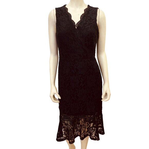 THALIA SODI BLACK LACE SHEATH EMPIRE WAIST MIDI DRESS SIZE‎ SM - Picture 1 of 7